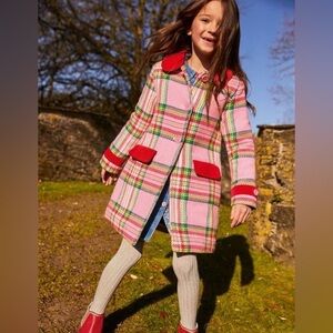 Mini Boden pink plaid dress coat size 7-8y